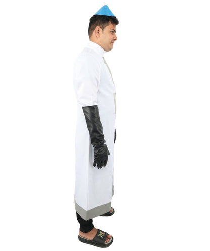 HPO Men’s Cartoon Chef Lab Coat Costume | Long White Coat Outfit | Cosplay, Halloween, Stage & Themed Party Costume