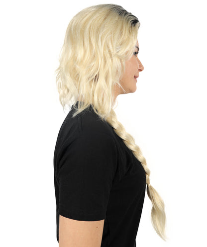 HPO Adult Women Sabrina Carpenter-Inspired Black and Blonde Wig with Braids - Perfect for  & Costumes, Long Synthetic Hair with Adjustable Cap for Comfort & Style, Halloween, & Themed Parties