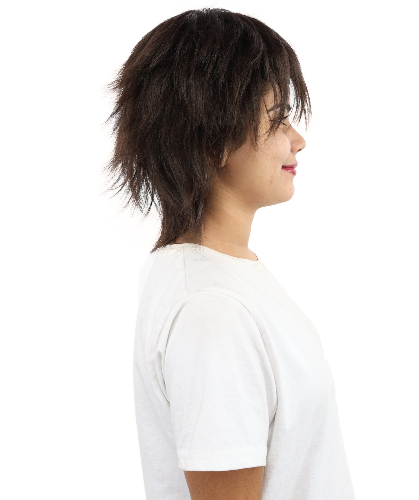 HPO Women's Spiky Layered Short Anime Wig – 12 Inch Natural Dark Brown Messy Wig with Capless Cap Design | Flame-retardant Synthetic Fiber for Costume, Halloween, Parties & Events