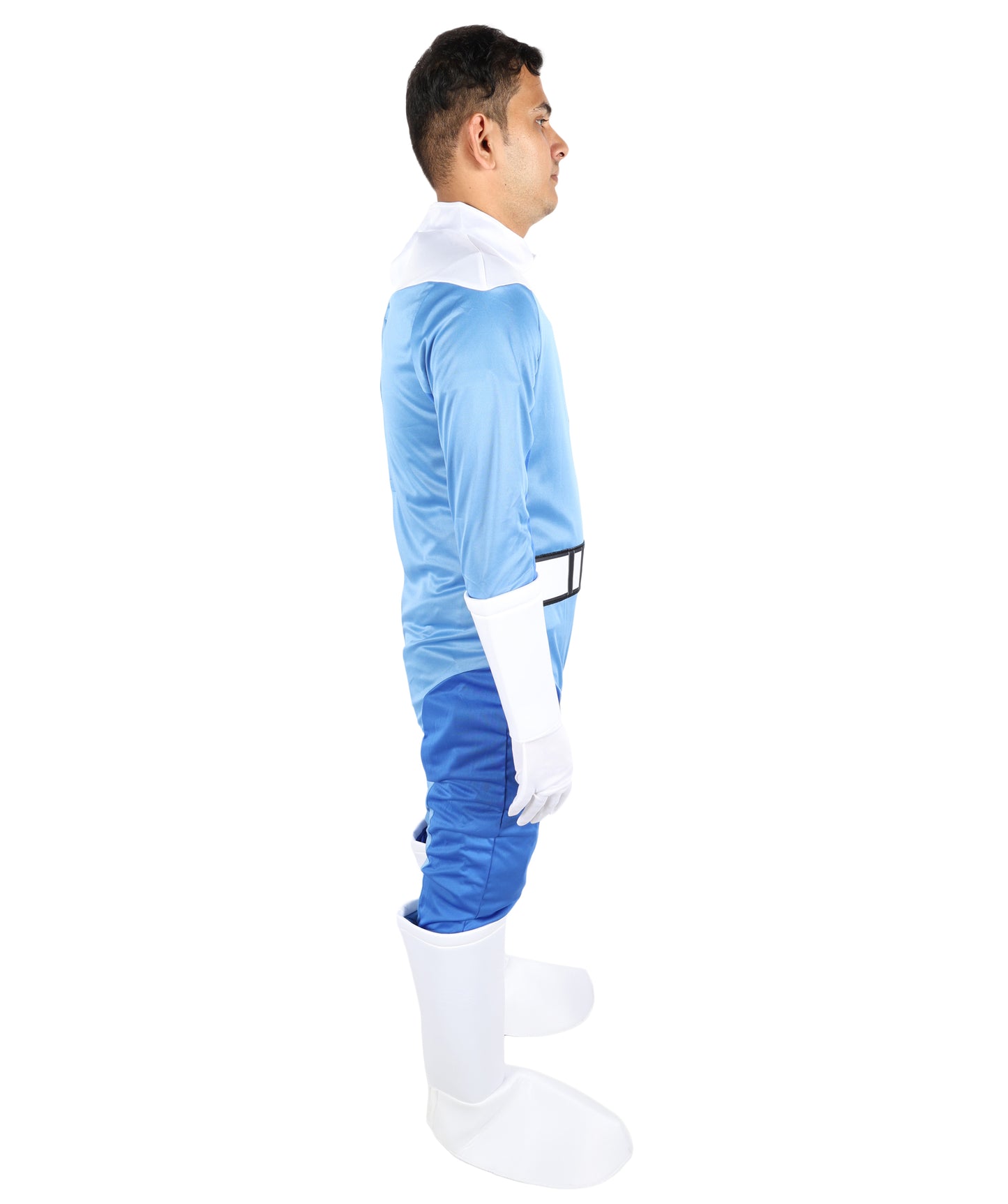 HPO Men’s Ultimate Sci-Fi Team Blue and White Costume | 3-in-1 Jersey Dress with Hand Gloves | Futuristic Cosplay Outfit
