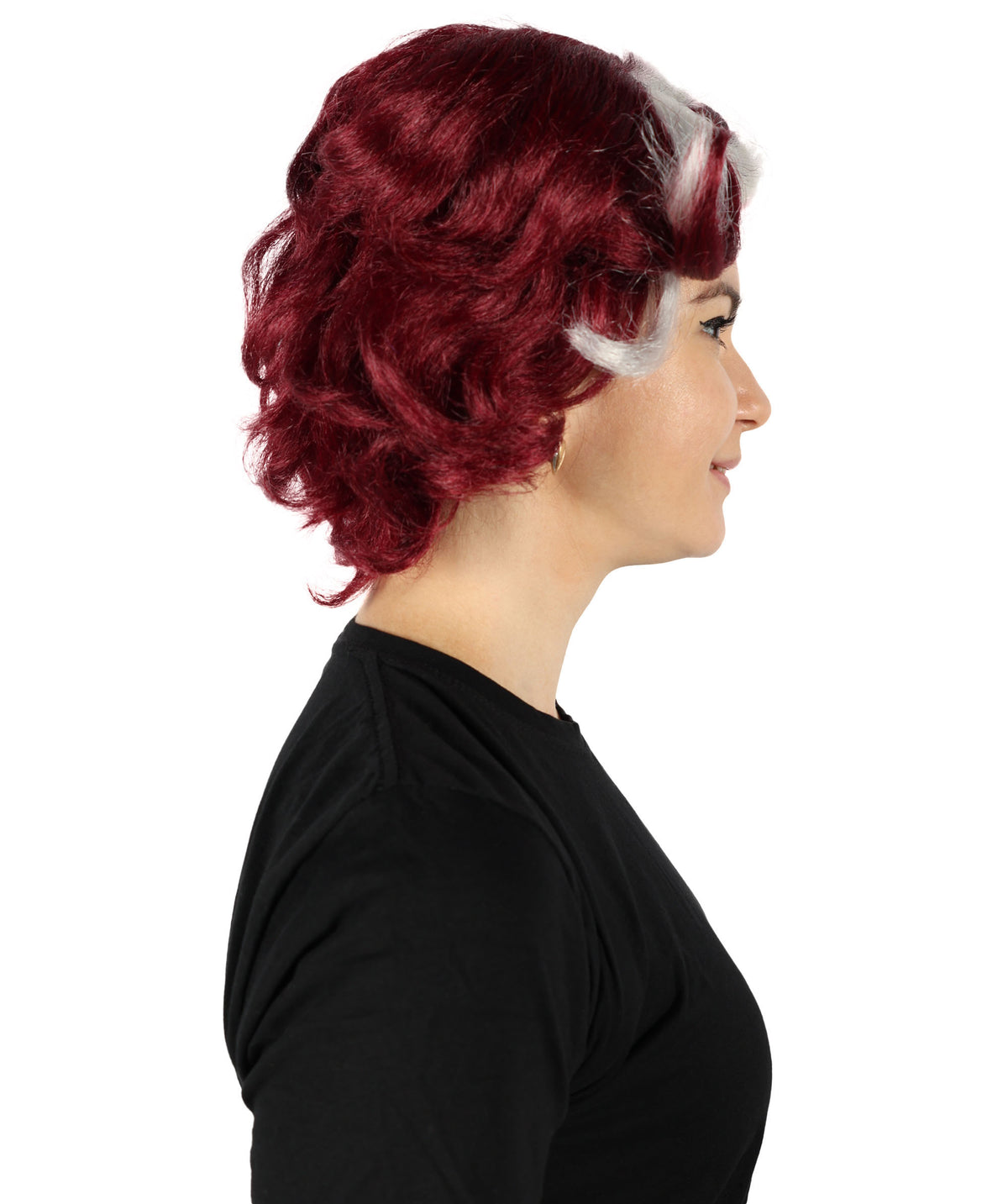 HPO Women's Short Wavy Meroon Fashion Doll Multiple Wig | For Party and Halloween | Flame-retardant Synthetic Fiber