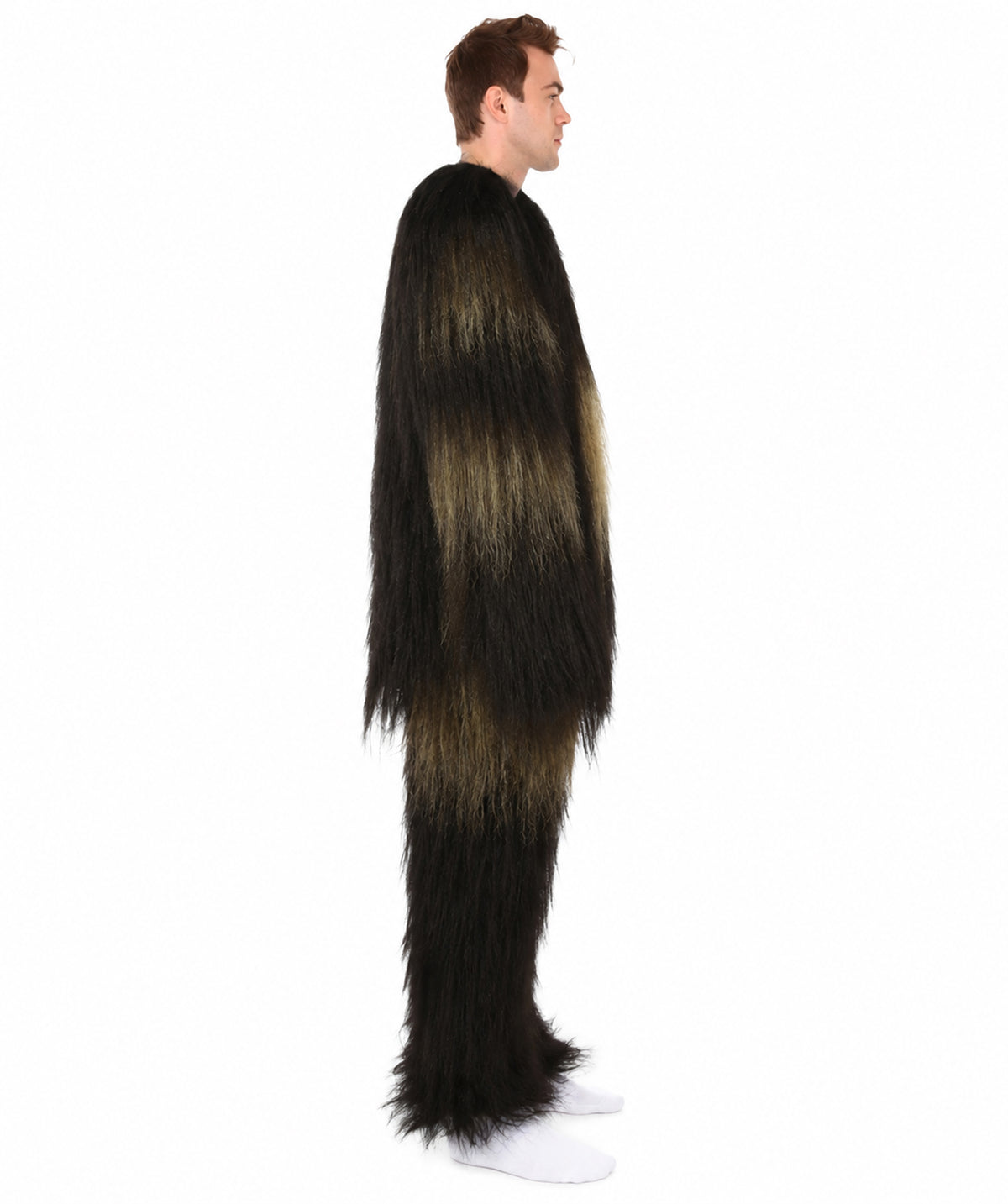 Long Hairy Elder Warrior Ape Military Leader Resistance Fighter Dark Brown Costume