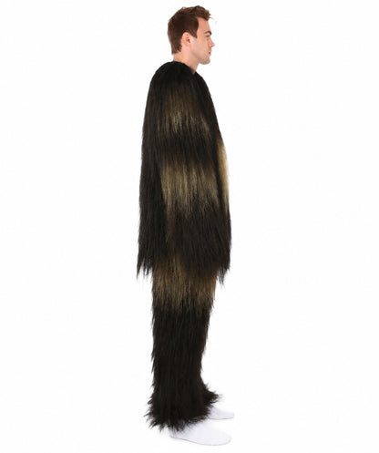 Long Hairy Elder Warrior Ape Military Leader Resistance Fighter Dark Brown Costume