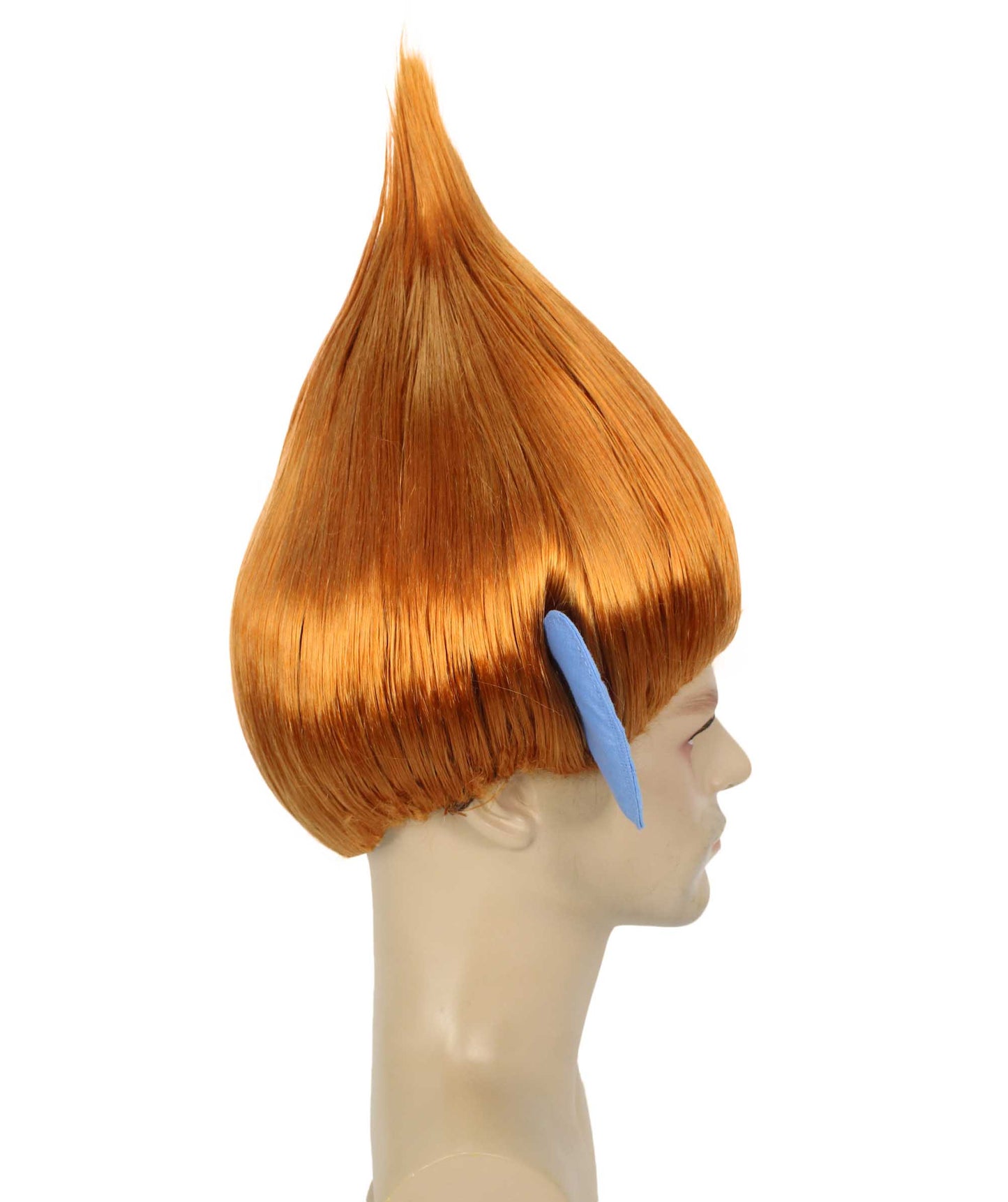 HPO Men's Pointy Diamond Guy Troll Wig with Blue Ears,Multiple Color,Flame-Retardant Synthetic Fiber