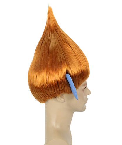 HPO Men's Pointy Diamond Guy Troll Wig with Blue Ears,Multiple Color,Flame-Retardant Synthetic Fiber