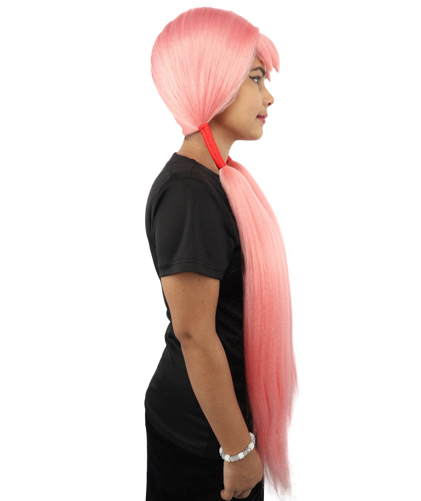 HPO Women's Extra Long Pigtail Wig | Multicolor Options | Floor Length Straight Twin Tails with Bangs, Heat Friendly Synthetic Fiber & Adjustable Cap | Halloween, Fairy Roleplay, Magical Girl Theme, Theater & Carnival