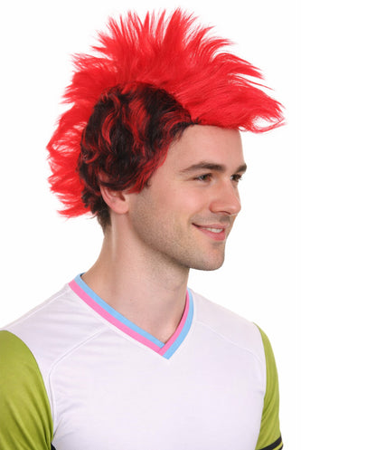 HPO Red Punk Mohawk Wig | Men Halloween Wig |