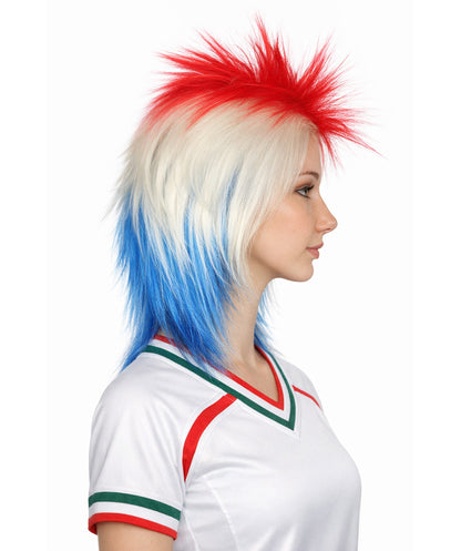 Costa Rica Flag Sports,80's Mullet Wig | Premium Breathable Capless Cap