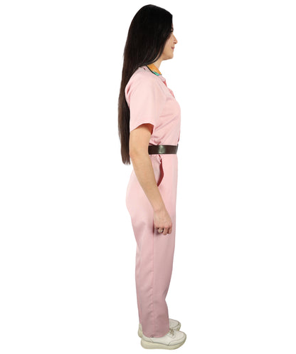 HPO Women's American Action Comedy Movie Character Jody Moreno Pink Jumpsuit, Perfect for Halloween, Flame-retardant Synthetic Fabric