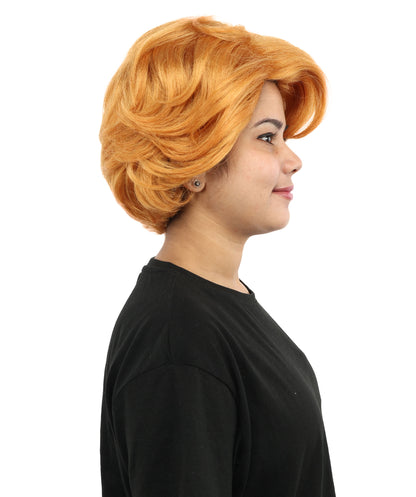 HPO Women's Curly Ginger-Inspired Wig | Voluminous Orange Afro Curly Hairstyle | Synthetic Hairpiece for Cosplay, Halloween, Parties, Stage & Roleplay