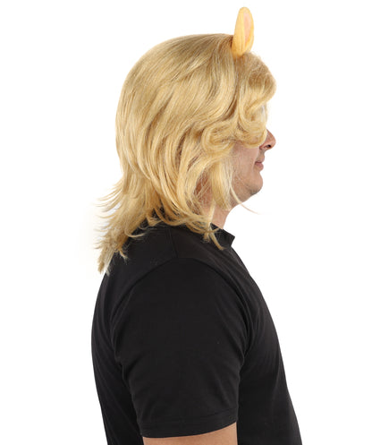 Medium Blonde Layered Fantasy Wig For Men's | Extended Length Hairpiece with Defined Layers | Styling for Theme Events, Stage Roles & Parties