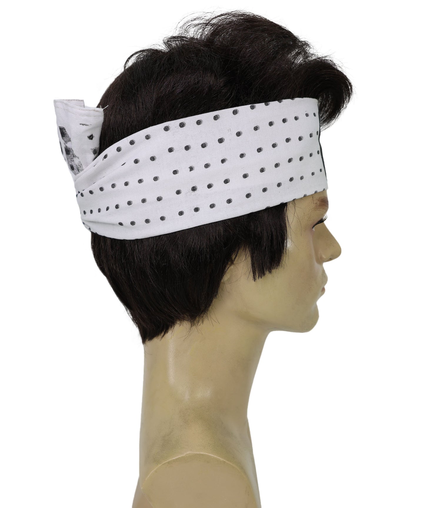 HPO Men’s Short Black Wig with Headband | Karate Legends Inspired Cosplay Hairpiece | Halloween Martial Arts Roleplay & Stage