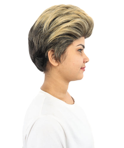 HPO Women's Short Blonde Pixie Cut Wig – Textured Layered Synthetic Hairstyle for Cosplay, Stage & Party Fashion