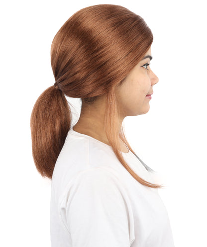 HPO Women’s Margo Gru-Inspired Long-Length Brown Wig | 17 Inch Hairpiece Halloween, Cosplay, and Themed Parties | Natural-Looking Synthetic hair with Capless Cap