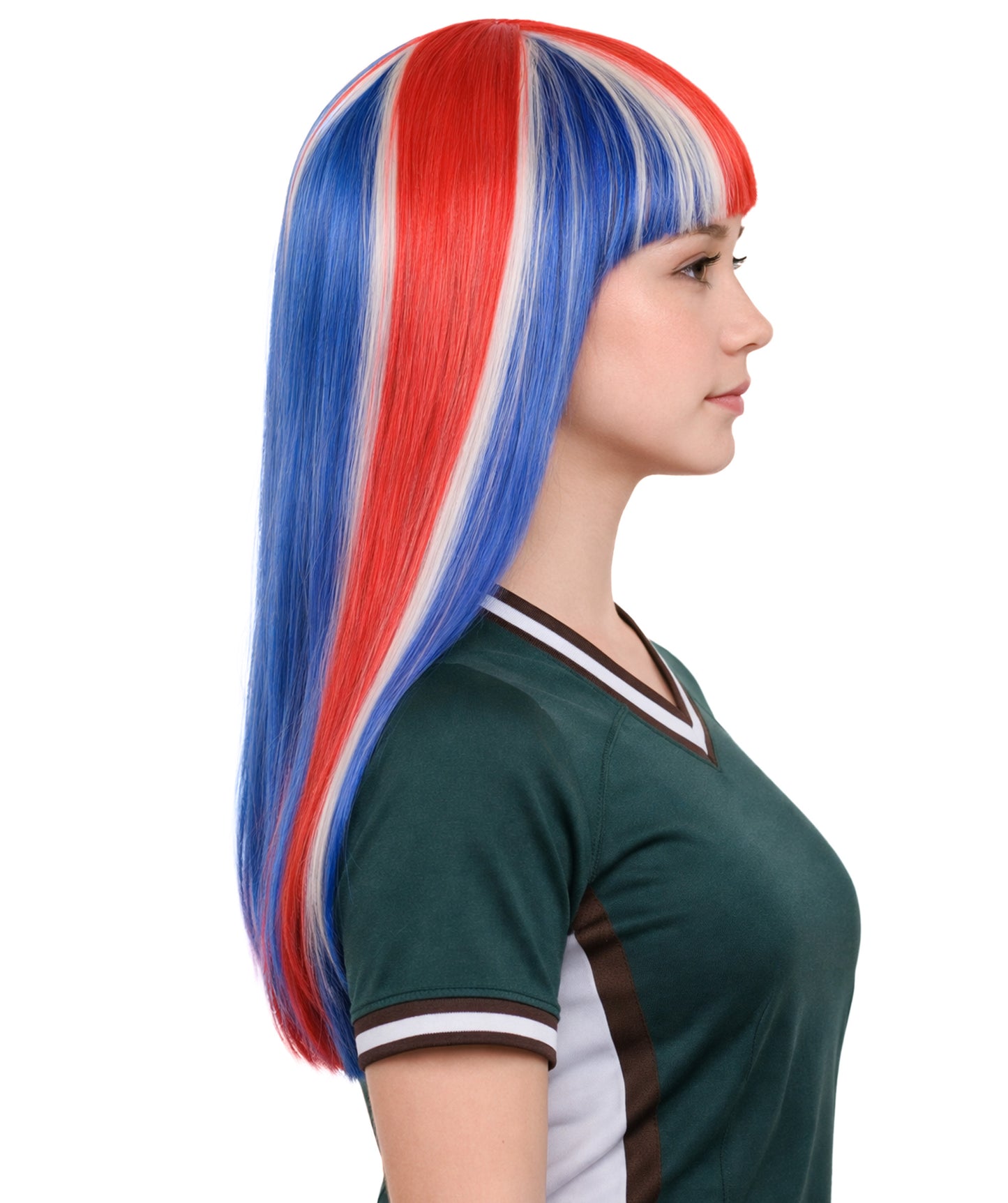 Iceland Flag Sport Party Long Bob Wig | National Pride | Premium Breathable Capless Cap