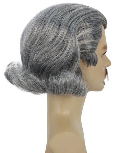 Men's Black Slick Back Dutch Van Der Linde Wig – Red Dead Redemption Inspired Costume Wig for Cosplay & Halloween – Realistic Long Curly Slick Back Hair Wig for Men