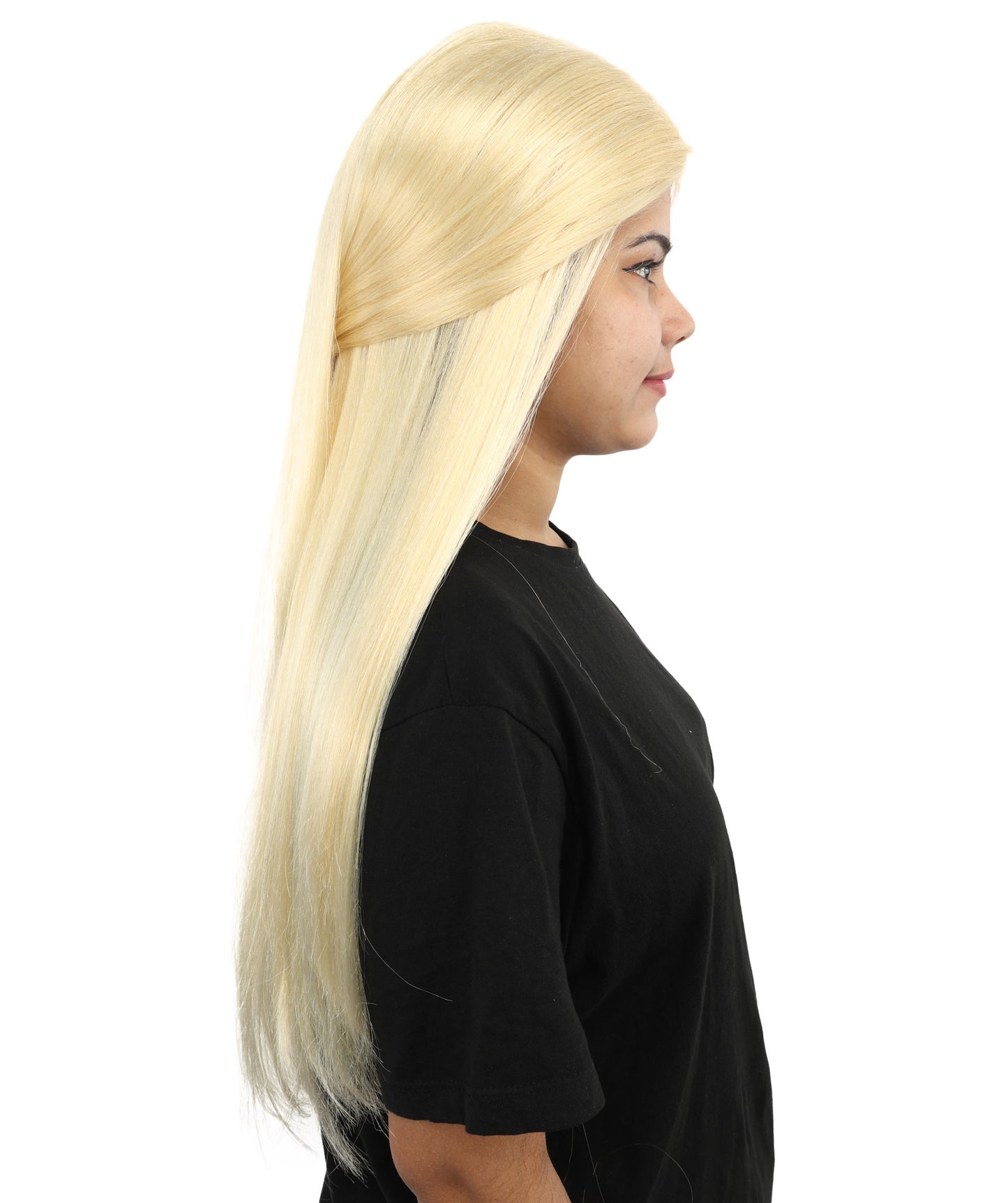 HPO Women's Deep Copper Plait Blonde Wig | 29-Inch Matte Synthetic Fiber, Heavy Single Braid Style, Center Part | Halloween, Carnival, Theater, Fantasy Events