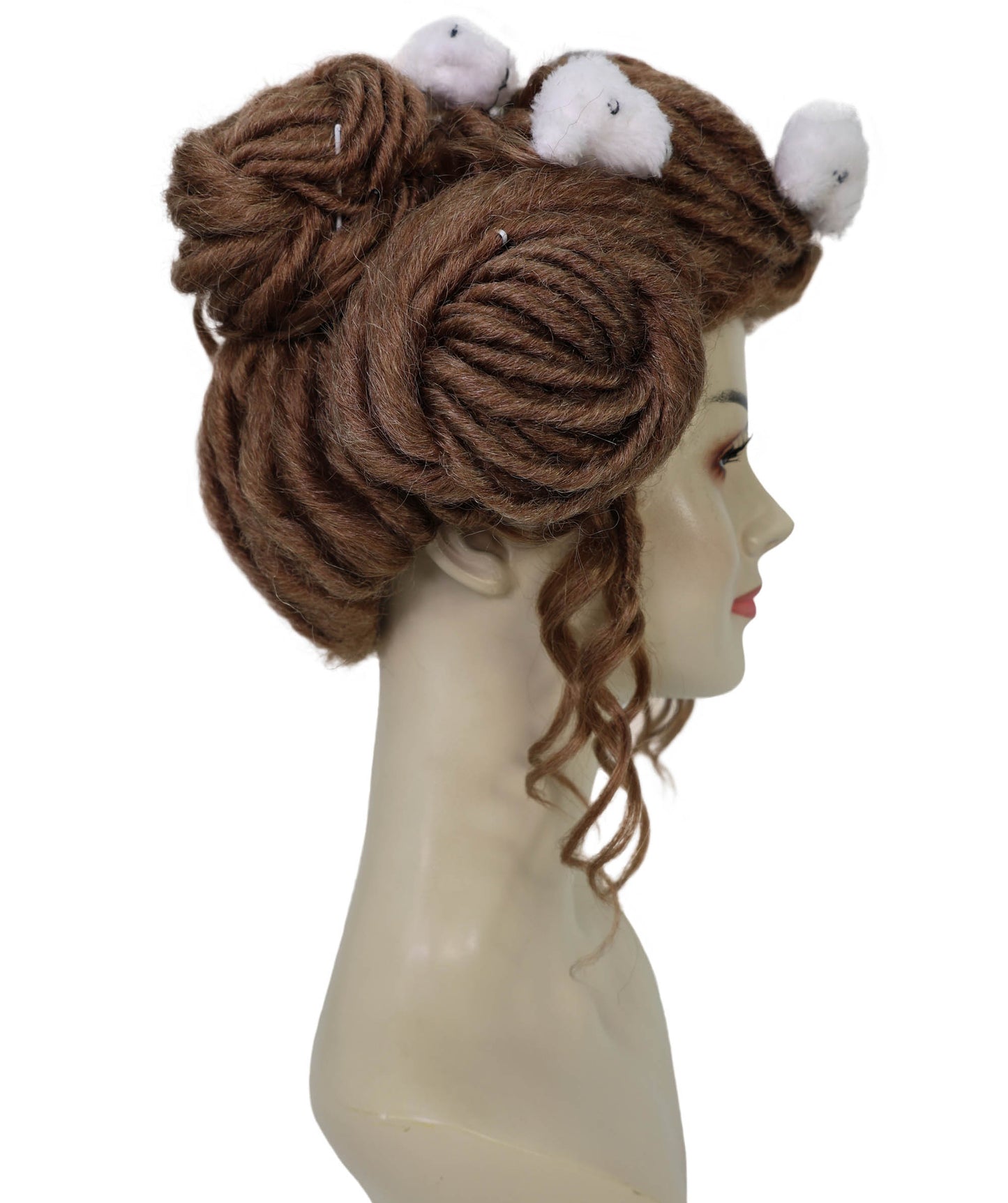 HPO Adult Women’s Faux Locs Brown Wig with Cute Plush Hair Clips | Synthetic Dreadlock Style Wig | Ideal for Fashion, and Party Wear