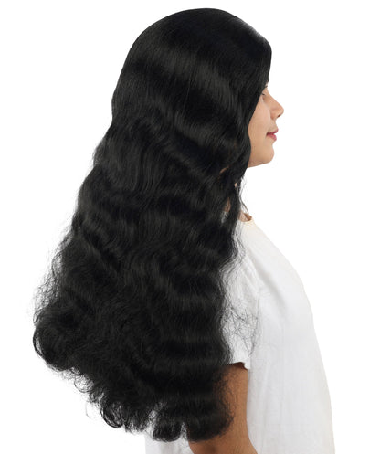HPO Adult Women's Long Wavy Wig | Multiple Color Options | Center Parted Ginger Curls with Voluminous Ends, Heat Resistant Synthetic Fiber & Breathable Cap | Halloween, Teen Roleplay, Theater, Themed Party & Costume Events