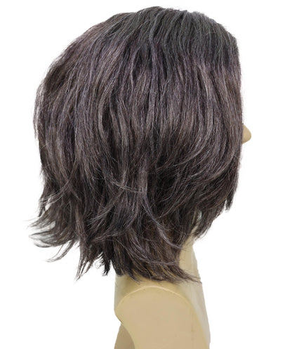 HPO Haunted Dark Grey Curly Ghost Wig | Scary Cosplay & Halloween | Messy Shoulder-Length Wig with Pale Skin Look
