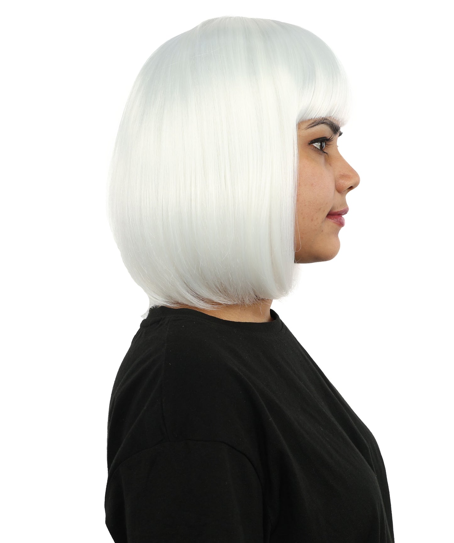Adult Women’s Medium Bob Wig with Bangs – Layered Hairstyle with Soft Synthetic Fibers & Smooth Texture With Standard Cap | Stylish Hairpiece for Cosplay, Parties & Photo Shoots | Multicolor Options