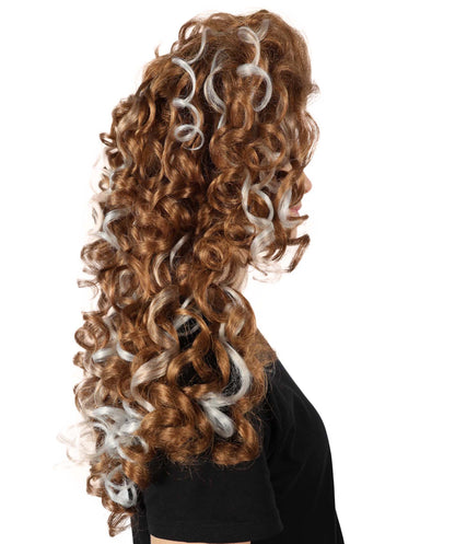 HPO Women’s Extra Long Curly Mocha Sizzle Ombre Brown & Blonde Wig | High-Volume Hair for Cosplay, Glam Looks & Daily Wear| Synthetic Fashion Wig