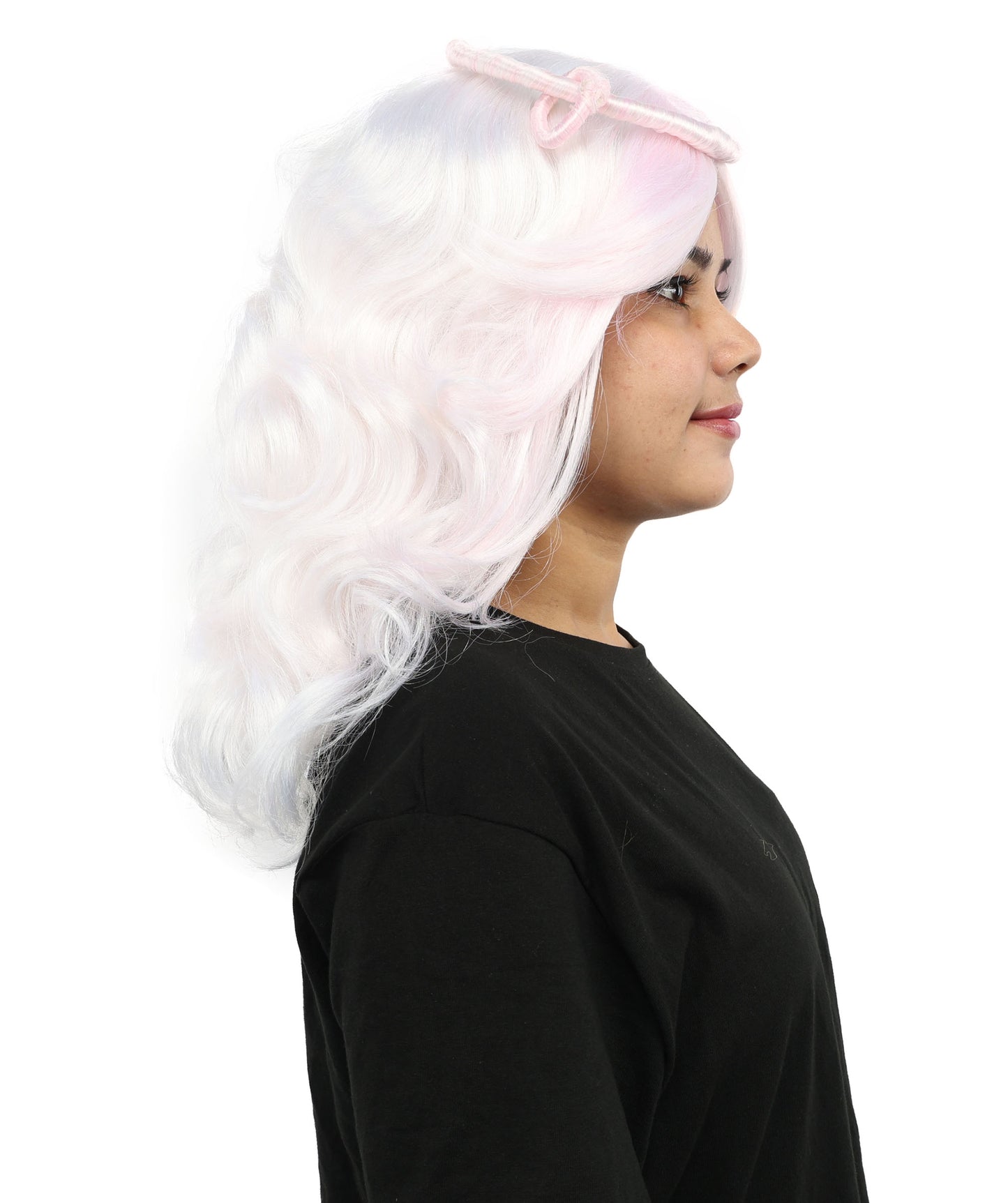 HPO Women's Novelty Wig | Light Pastel Pink & White Synthetic Hairpiece | Soft, Fluffy, Anime-Inspired Style with Adjustable Cap for Halloween, Parties & Stage