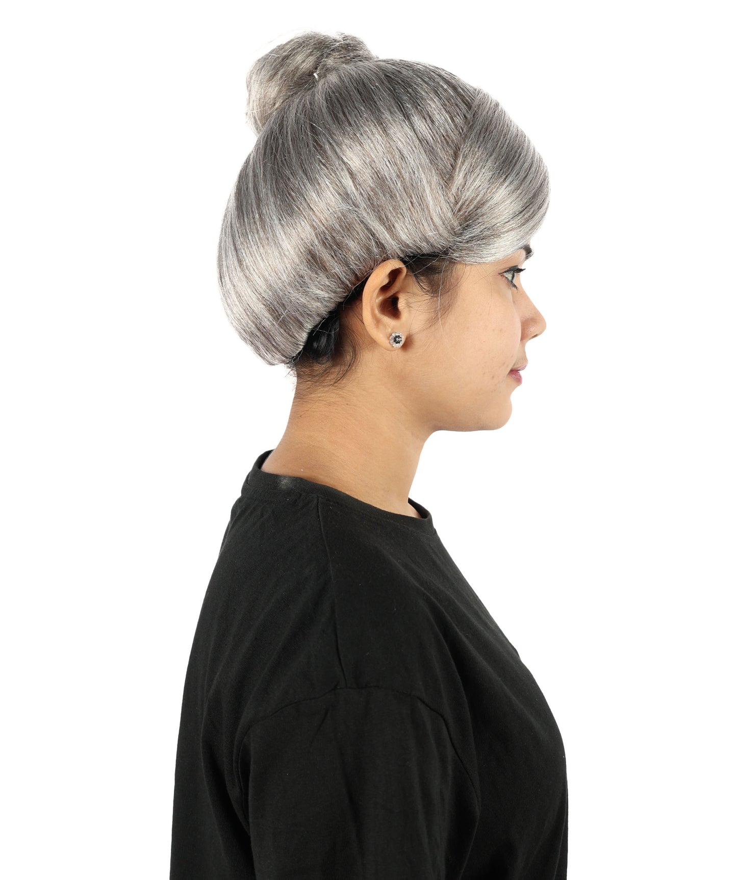 HPO Women's Elegant Lady Short Wig | Classic Grey Layered Hairpiece for Women | Lightweight Synthetic Fiber Wig for Parties & Daily Wear