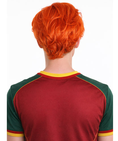 Ginger Tony Mens Wig | Orange Fancy  Halloween Wig | Premium Breathable Capless Cap