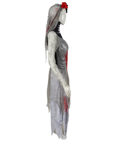 HPO Adult Women’s Corpse Bride Costume | Tattered Wedding Dress, Veil & Gothic Accessories | Haunted Bridal Look for Halloween Themed Events