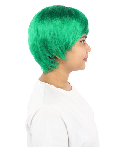HPO Adult Women's Anime Trainer Character Wig | Vibrant hue multicolor options, create of synthetic fiber, short choppy bob with high side ponytail, breathable base | Cosplay, Halloween, theater, party, performance, costume events