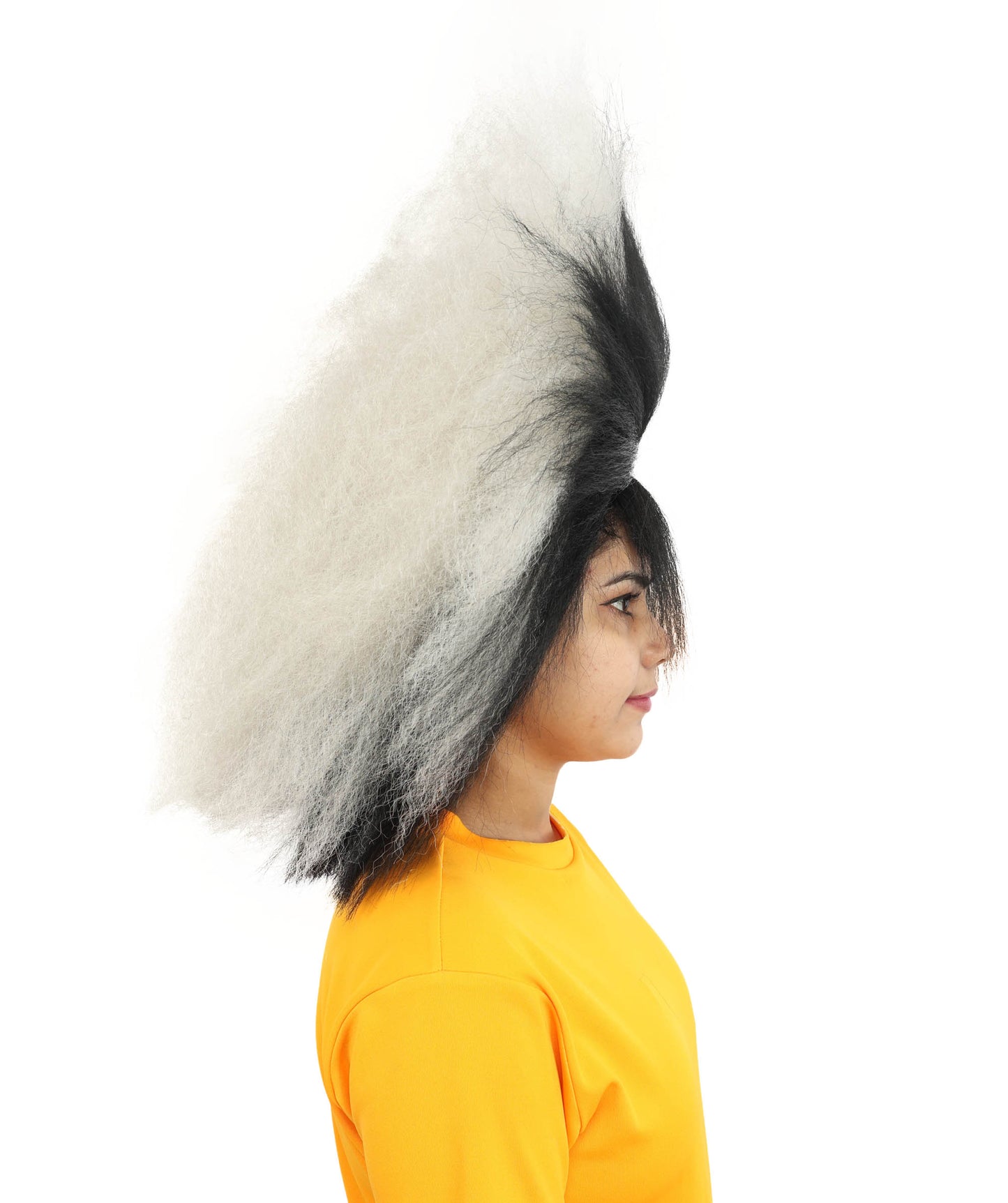 HPO Women's 21-Inch High Volume Black and White Drag Queen Wig | Capless Cap with Flame-Resistant Synthetic Fiber | Large Fluffy Hairpiece for Halloween and Cosplay