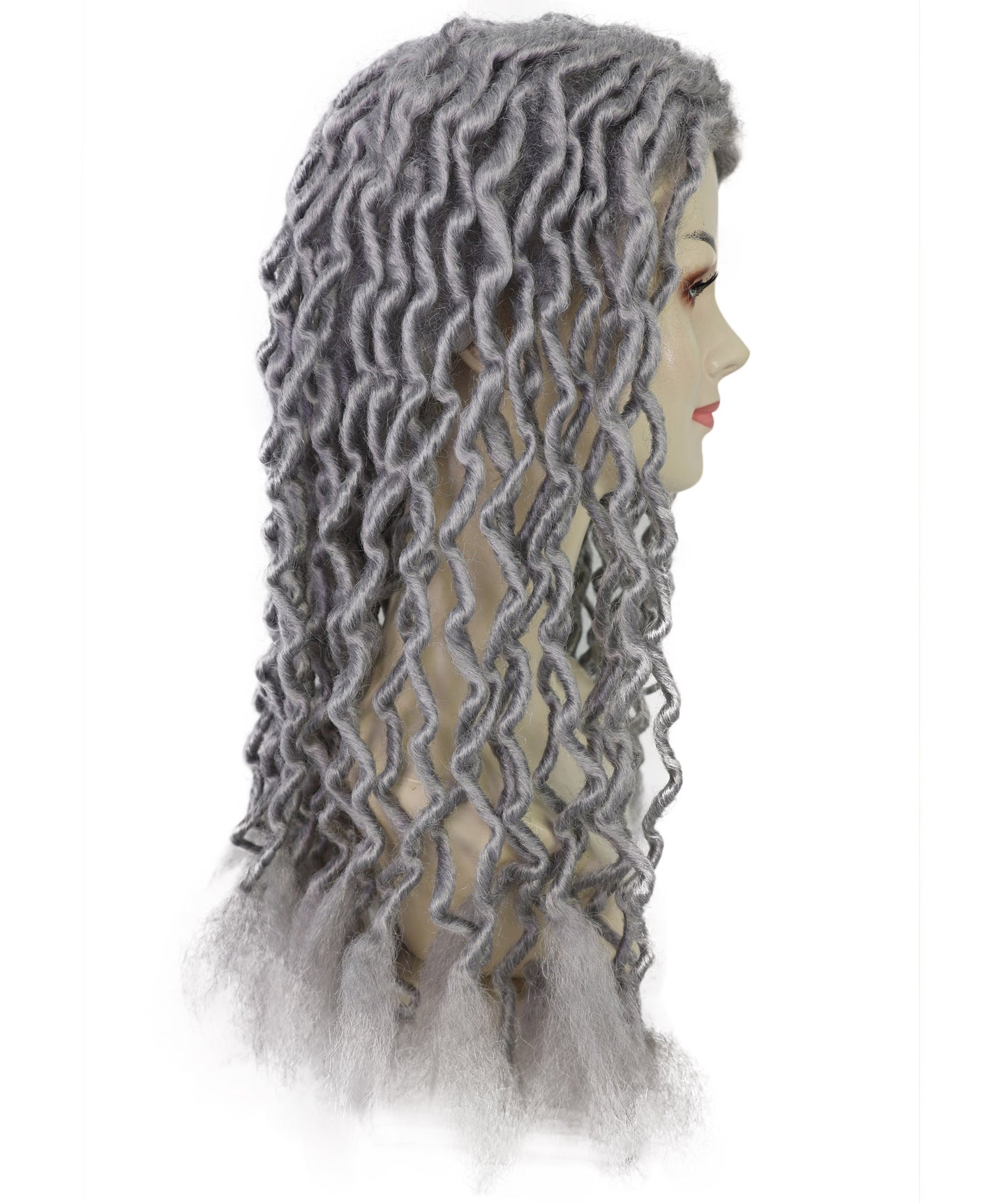 Unisex Gray Crinkle Dreads Wig | Synthetic Hair for Halloween & Costume Parties | Breathable Capless Cap