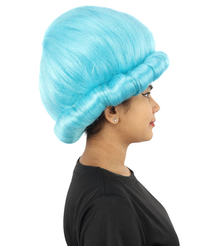 HPO Women's Voluminous Golden Blonde Grandma Wig | Medium Puffy Afro Style with Silver Texture, Synthetic Fiber & Adjustable Fit | Halloween, 100th Day of School, Theater & Funny Costume