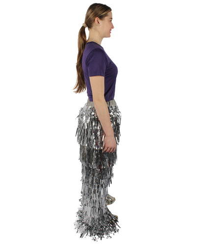 HPO Women's Fancy Metallic Tinsel Pant, Perfect for Halloween, Flame-retardant Tinsel Material
