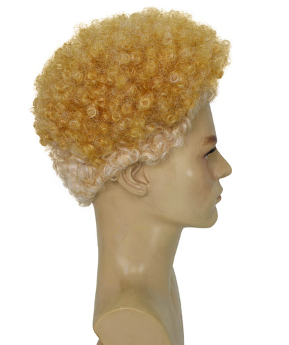 HPO Men's Actor Stylish Blonde Afro Wig, Perfect for Halloween | Flame-retardant Synthetic Fiber