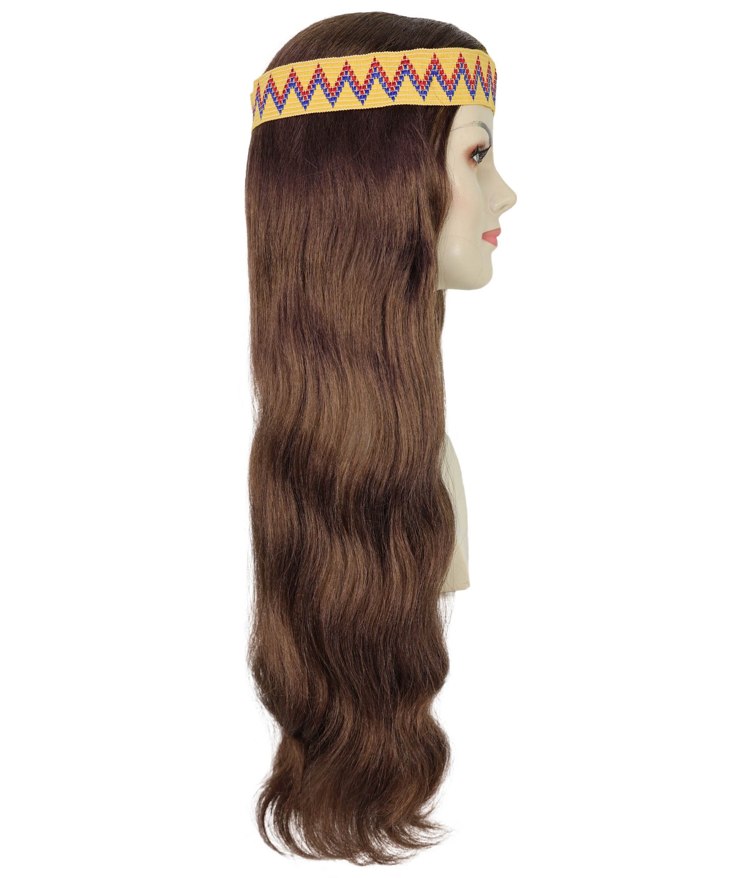 HPO Adult Female WIG Hippie Long with Headband – Boho Multiple Wigs Premium Breathable Capless Cap with Flame Retardant Synthetic Fiber Hair