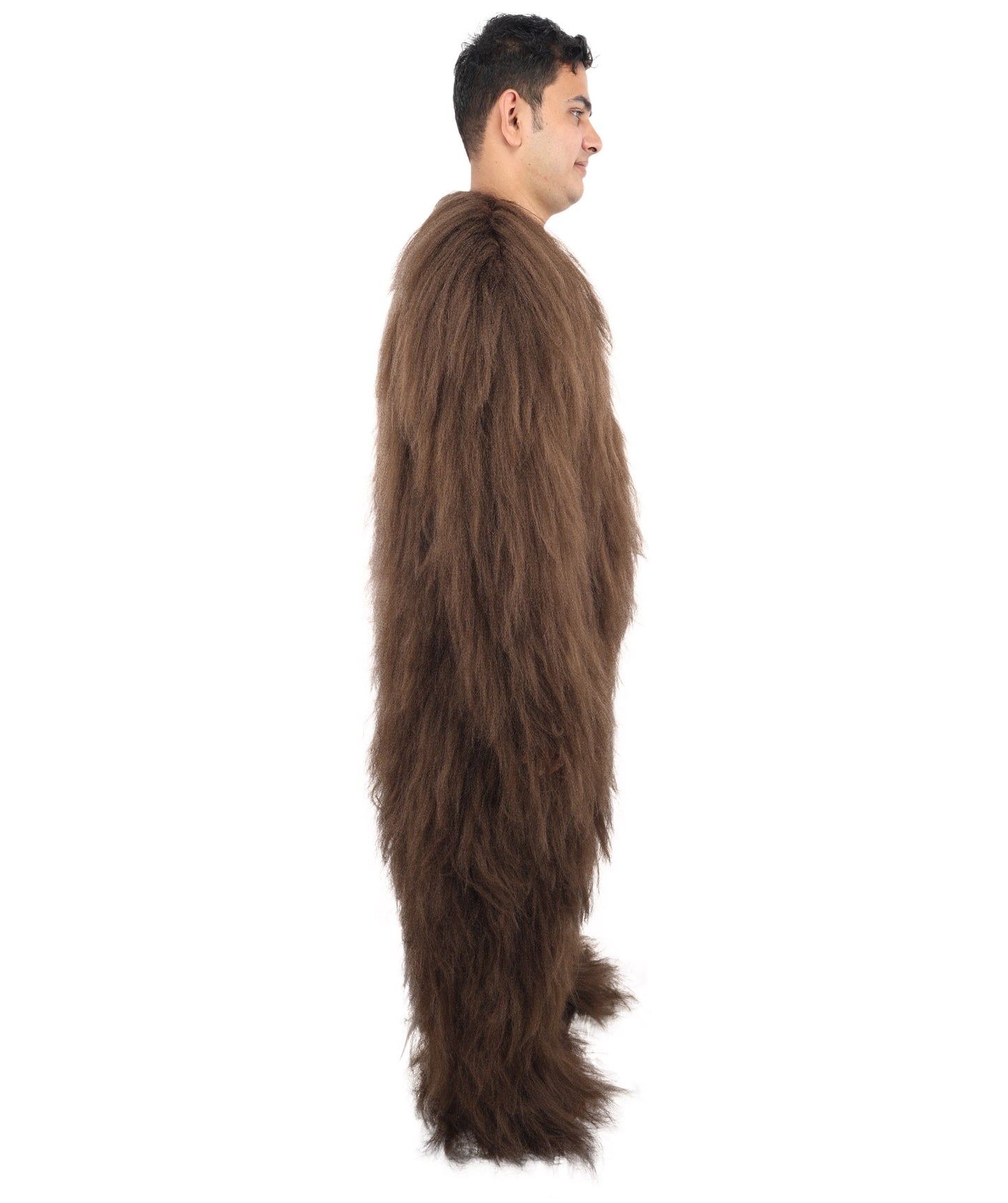 HPO Unisex Extreme Hairy Person Costume, Mask and Bundle - Full-Body Hair Suit Extra-Long Ash Brown Costume Wig for Halloween, Cosplay & Parties