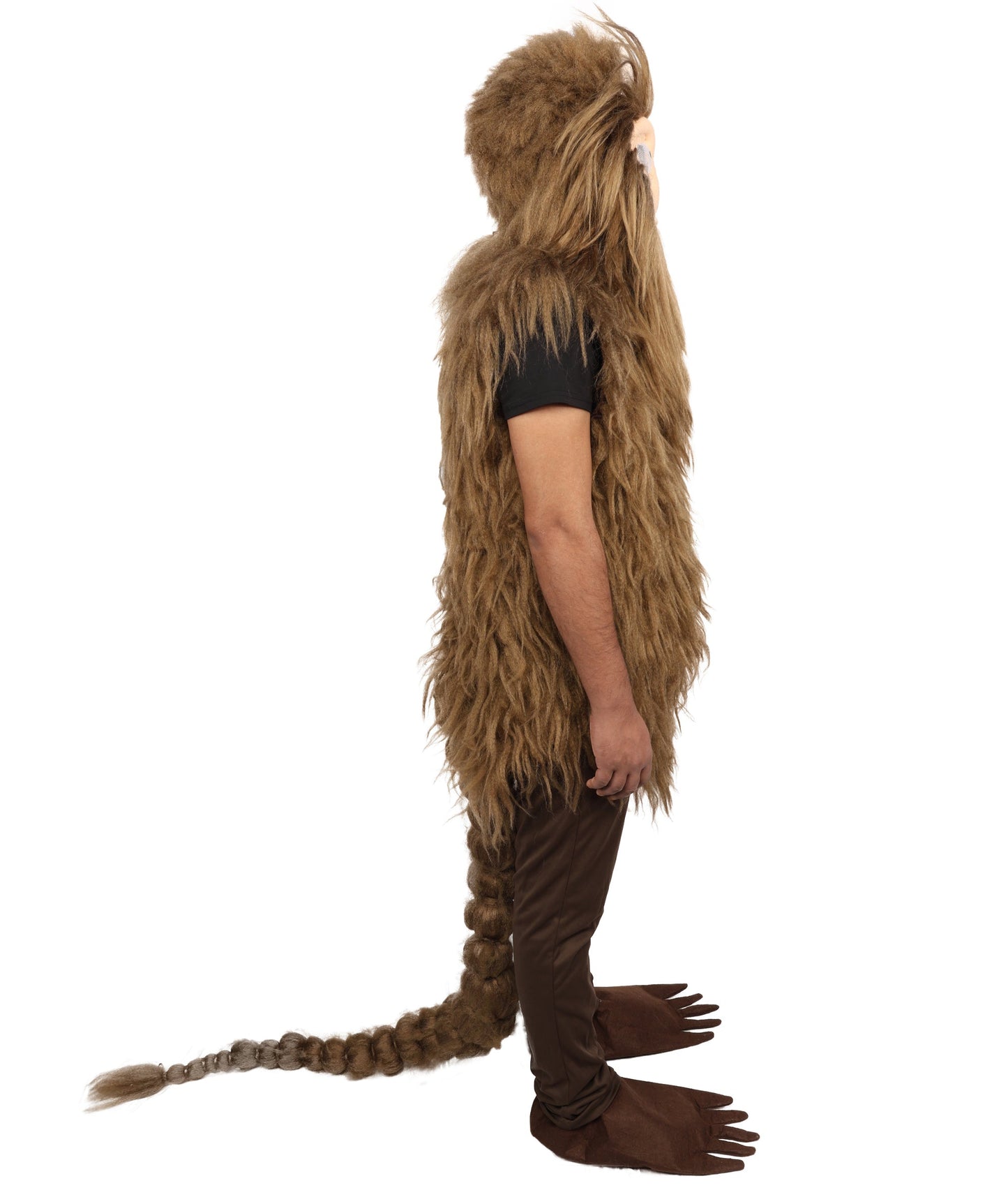 Adult Brown Furry Monster Costume Bundle & Mask Set with Tail | Bodysuit with Head Mask for Men | for Halloween, Cosplay & Themed Parties