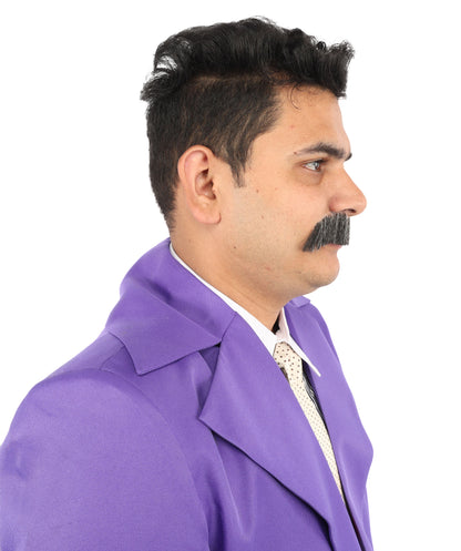 HPO Adult Men's Fake Human Hair Rancher Cowboy Mustache | Mixed Black & Grey