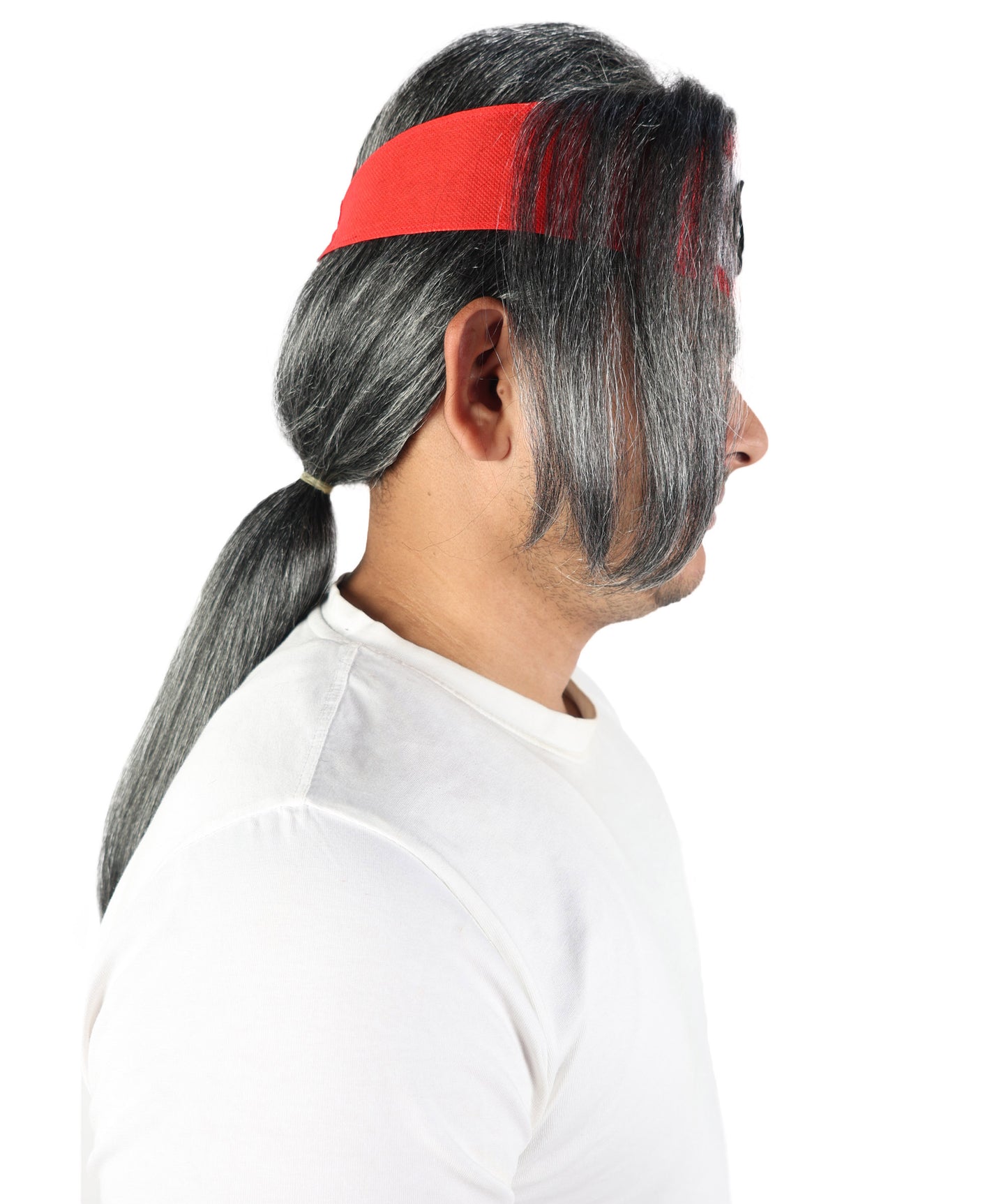 HPO Adult Men’s Black & White Wig | Long Synthetic Hairpiece with Adjustable Fit | Ideal for Cosplay, Stage, Parties & Themed Events