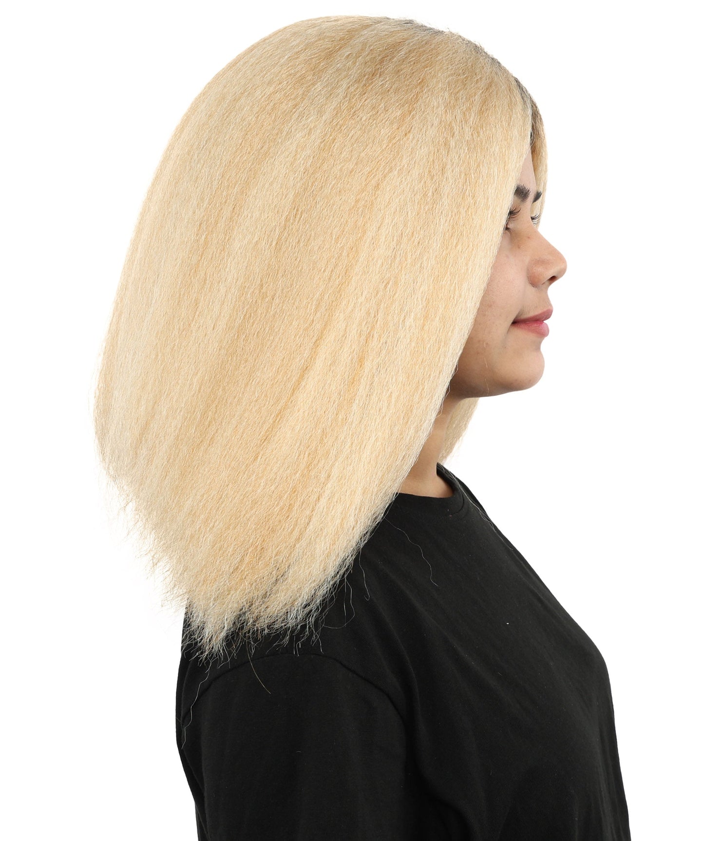 HPO Adult Women's Long Rounded Cartoon Hair Wig | Multiple Color Options | Bubble Bob, Deep Side Part, Heat Friendly Synthetic Strands & Breathable Net | Fancy Dress, Stage Show, Animated Character Events, Halloween & Festival