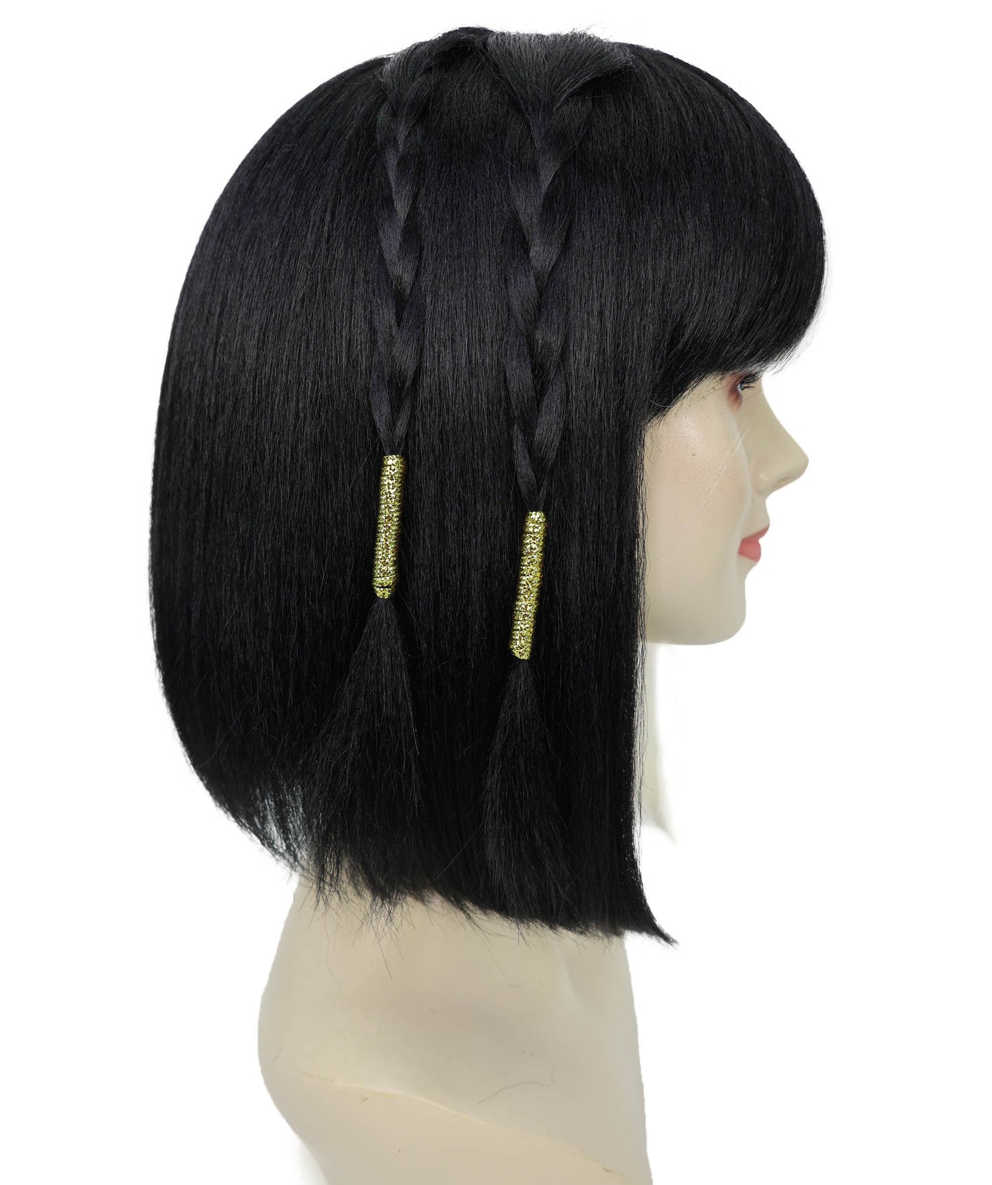 Pharah Costume Wig , Short Black Fancy Wig , Premium Breathable Capless Cap