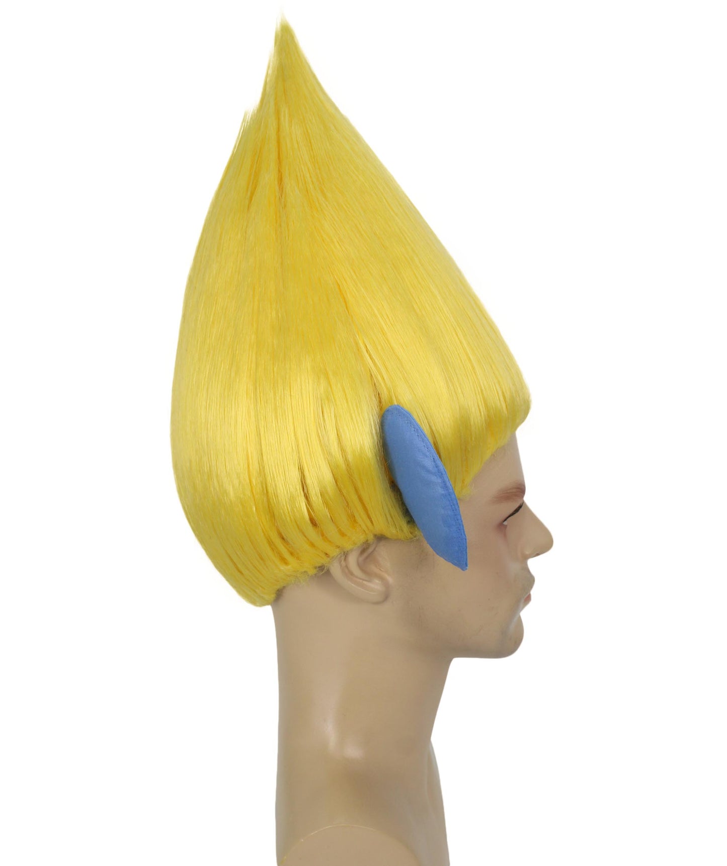 HPO Men's Pointy Diamond Guy Troll Wig with Blue Ears,Multiple Color,Flame-Retardant Synthetic Fiber