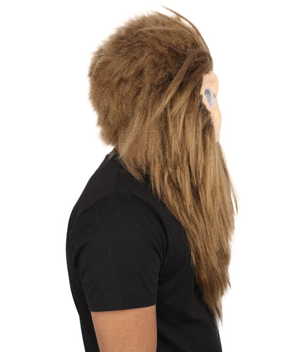 Adult Brown Furry Monster Costume Bundle & Mask Set with Tail | Bodysuit with Head Mask for Men | for Halloween, Cosplay & Themed Parties
