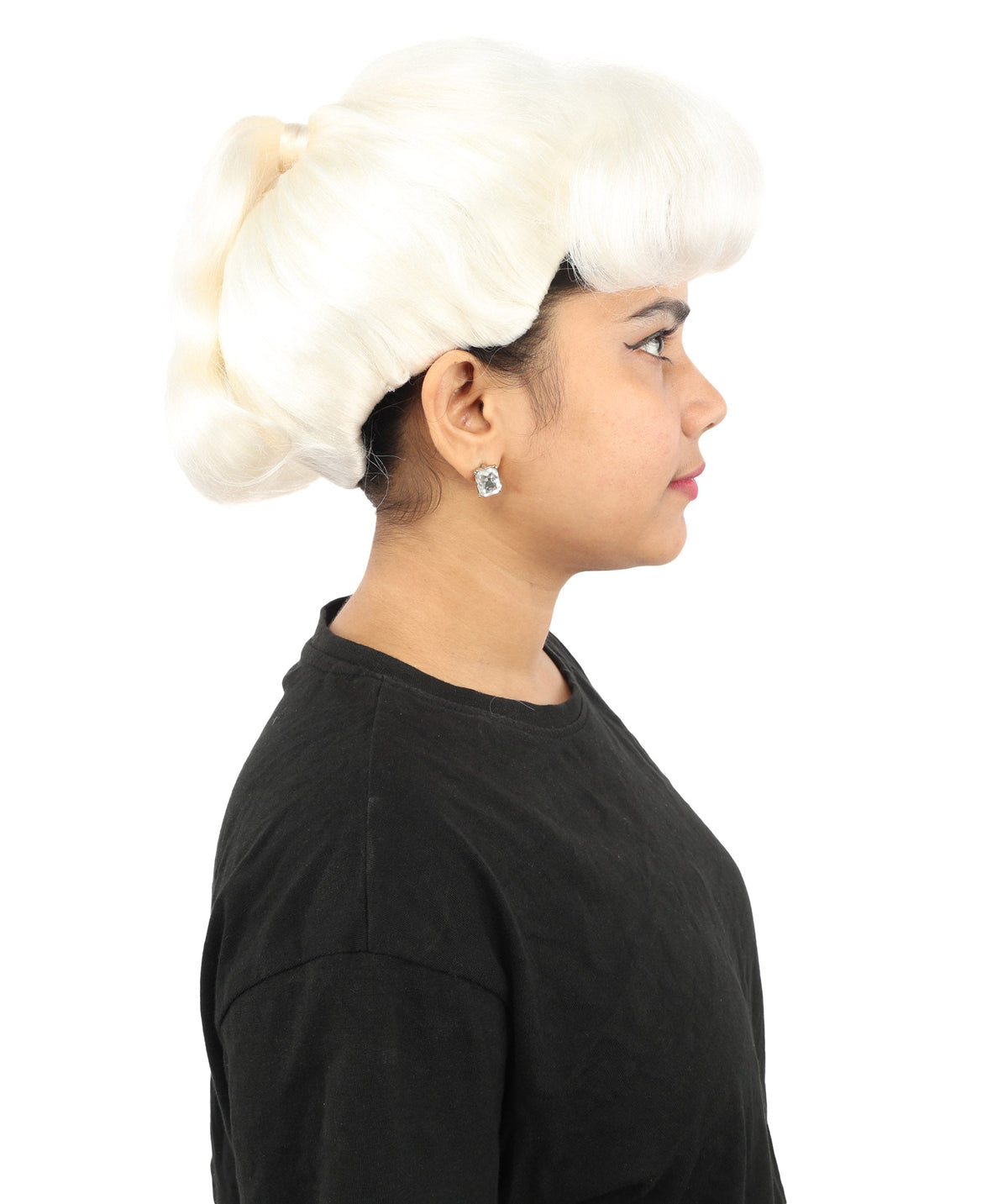 HPO Adult Women's Retro Pin-Up Wig | Multicolor Options, create of synthetic fiber, vintage curled bumper bangs with rolled back, breathable base | Party, Halloween, theater, drag, performance, costume events