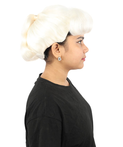HPO Adult Women's Retro Pin-Up Wig | Multicolor Options, create of synthetic fiber, vintage curled bumper bangs with rolled back, breathable base | Party, Halloween, theater, drag, performance, costume events