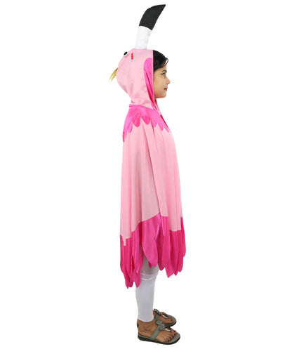Flamingo Cape Costume | Pink Feathered Cape with Hood Details | Fun Outfit for Halloween, Cosplay, Parties & Themed Events