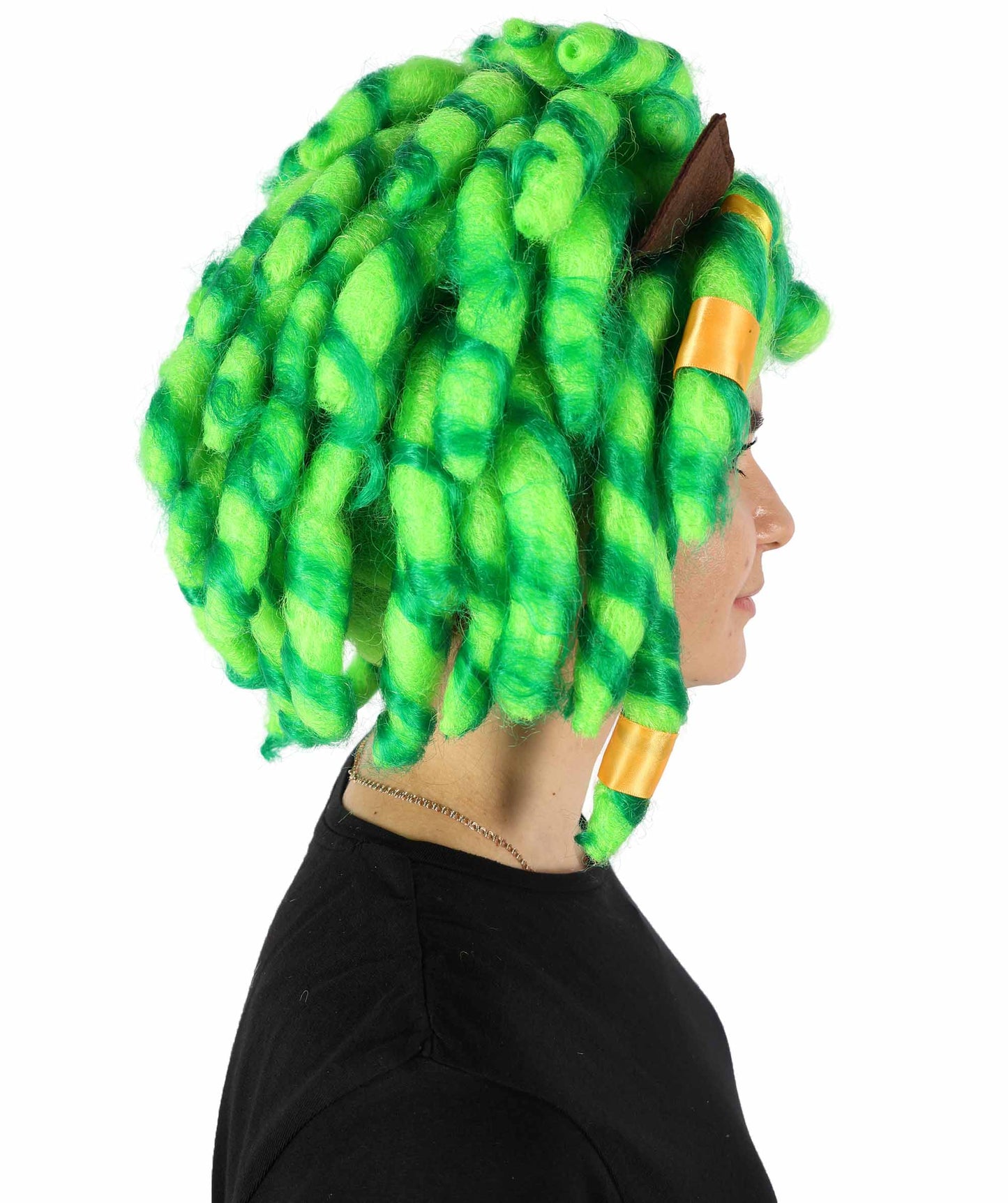 HPO Women's Superhero Green Braided Ponytail Wig I Halloween Wig I Flame-retardant Synthetic Fiber