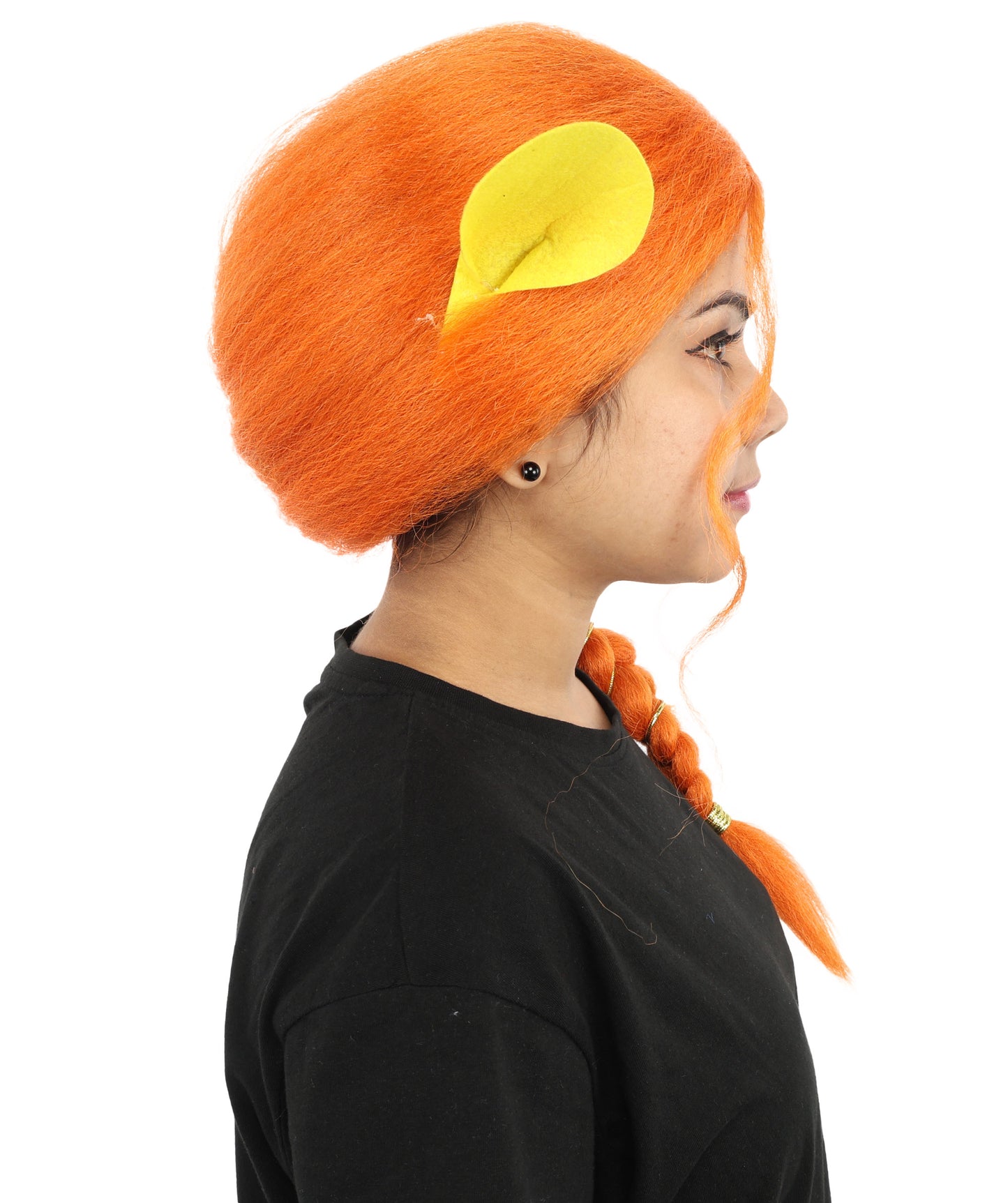HPO Women's Long Braided Orange Wig | Flame-Retardant Synthetic Fiber With Capless Cap | Ideal For Theater, Halloween And Cosplay